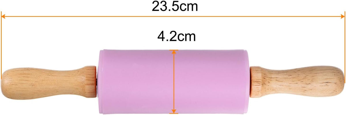 HARFINGTON Silicone Rolling Pins for Baking 9.25 Inch Non-Stick Silicone Surface Wooden Handle Rolling Pin Small Roller Playdough Rolling Pins for Fondant Kitchen Dough Pizza, Purple