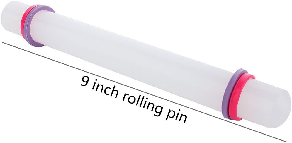 Marshmallow Fondant Cake Decorating Hand Tool 12 Pcs 5 Sets Sugarcraft Gumpaste Icing Smoother Rolling Pin Trimmer Cutter Embosser Flower Scissor Modelling Accessories Supplies Kit Purple