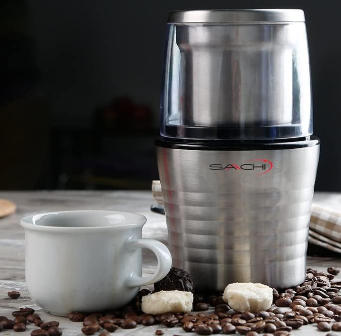 Saachi 2-in-1 Electric Coffee Grinder Plus Wet and Dry Spice Grinder with 2 Stainless Steel Blades Removable Bowls, SA-2915