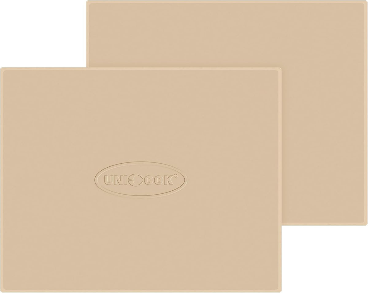 Unicook 2 PCS Pizza Stones Set, 15 x 12 Inch Rectangular Pizza Stone for Oven and Grill, Large Cordierite Cooking Pan for Baking and Grilling, Thermal Shock Resistant, Including Dough Scraper