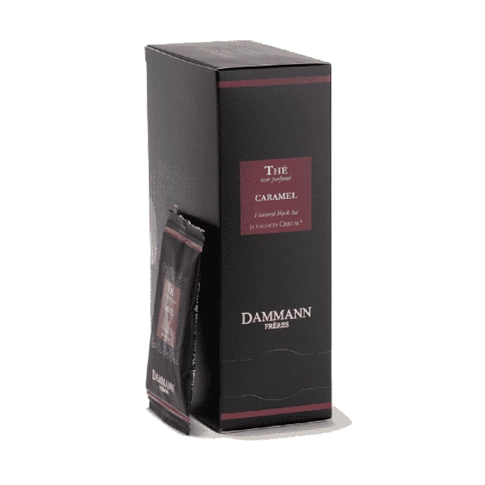 Dammann Freres Sachets, Caramel Toffee Flavored Tea Bags, Premium Gourmet French Tea, Individually Wrapped, 24 Count (Single Pack)