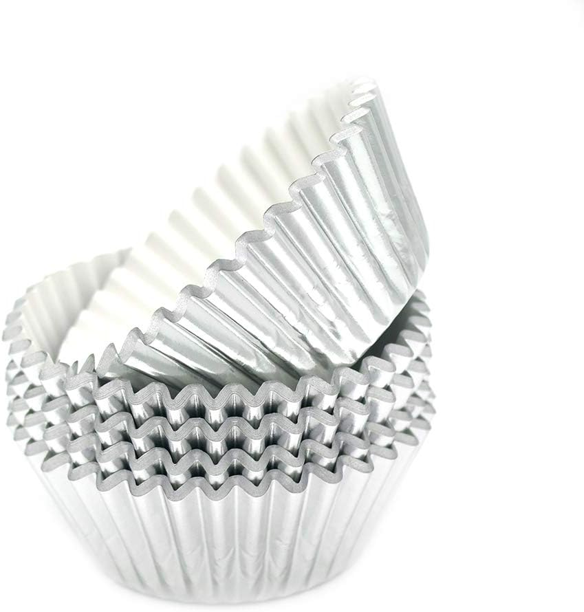 Standard Silver Foil Cupcake Liners Muffin Baking Cups for Party and More, 100-Count