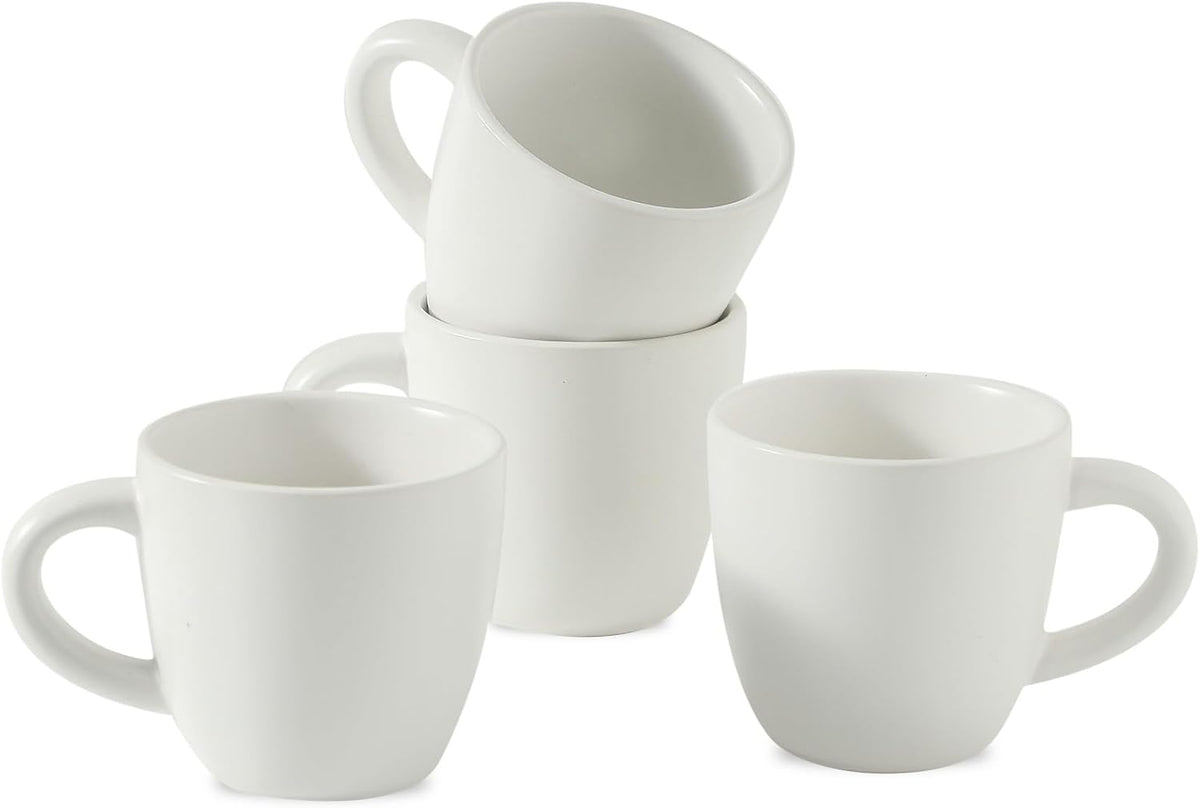 Hasense 7 Ounce Cappuccino Cups Set of 4 Perfect for Latte, Americano, Cafe Mocha and Tea, Ceramic Coffee Cups Ideal for Party Cafe Home and Kitchen, Microwave and Dishwasher safe, White