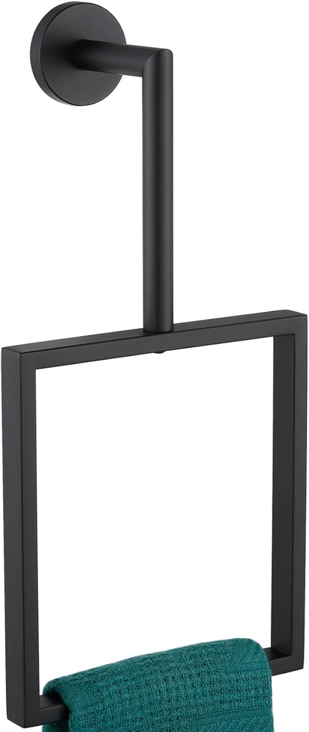 Towel Rack Black Hand Towel Ring Holder for Bathroom Wall Mount Stainless Steel Towels Hanger for Bathroom and Kitchen Decor, AN3005MB