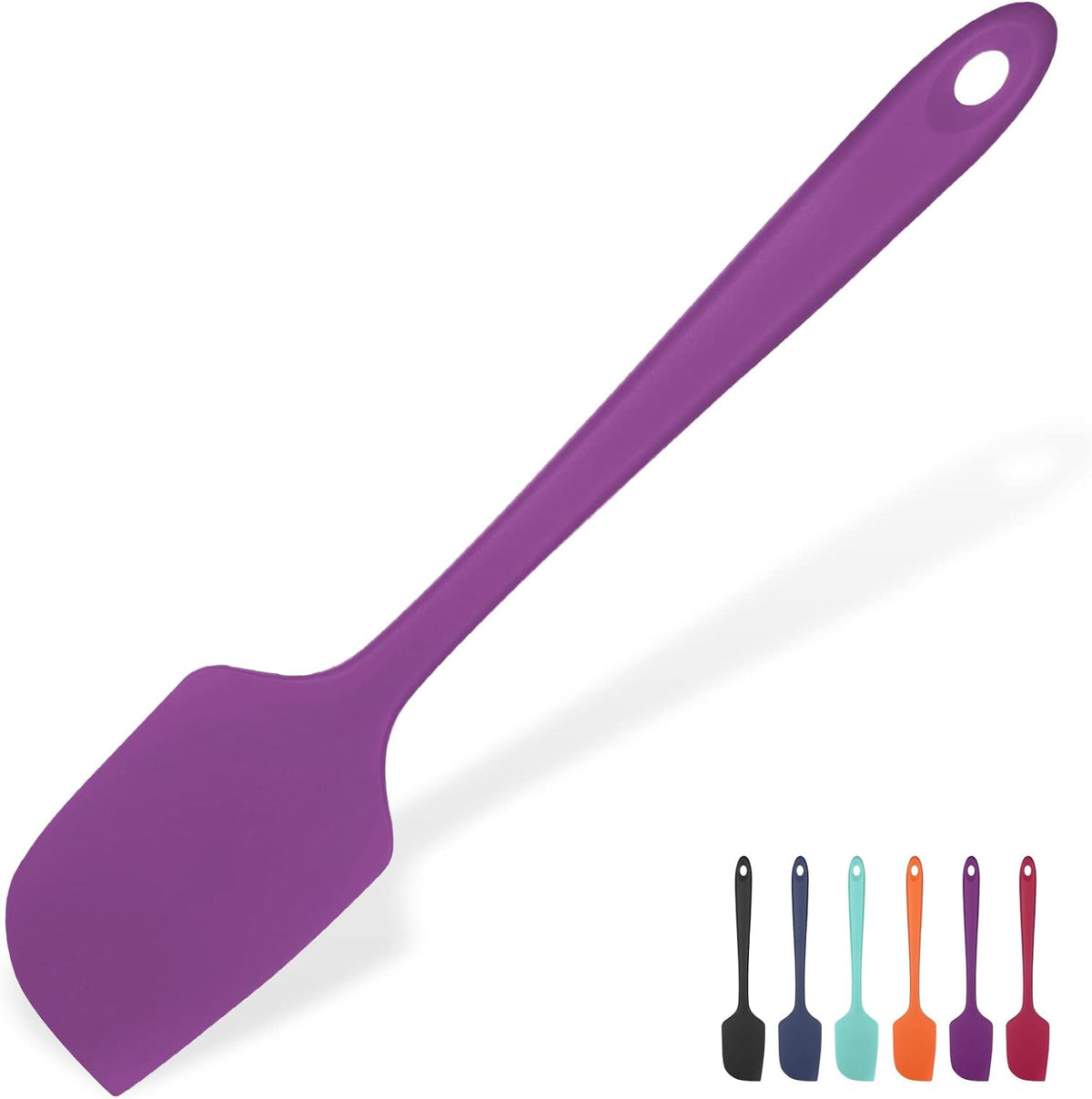 Heat Resistant Silicone Large Spatula: U-Taste 600ºF High Heat Flexible 11.38in Silicon Mixing Stirring Cooking Scraping Baking Bowl Scraper Seamless Spreader for Kitchen Nonstick Cookware (Purple)