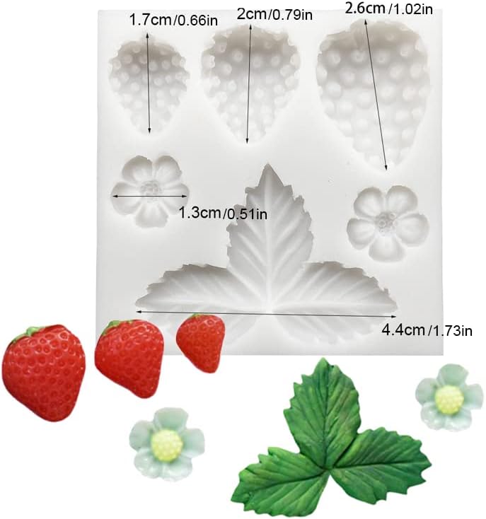 Lovely Small Items Silicone Fondant Molds Set For Cake Topper, Gumpaste, Candy & Chocolate, Polymer Clay and More (Fruits)