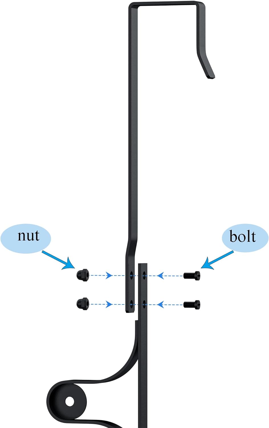 Over The Door Towel Rack, Over Door Towel Rack for Bathroom Door, Triple Towel Storage Holder with Hooks (Matte Black, 17.32" L)
