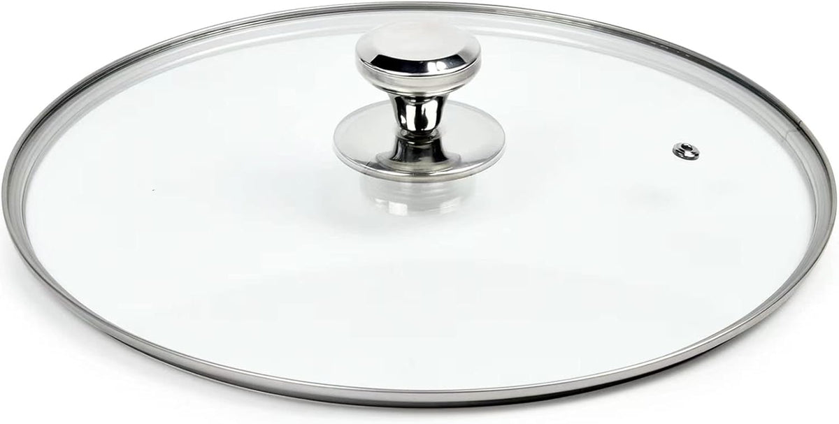 12" Glass Lid for Frying Pan, Tempered Replacement Cover Compatible with All 12 inches Cookware for Skillets, Round Cast Iron, Cast Aluminium, Stainless Steel Pans &Pots