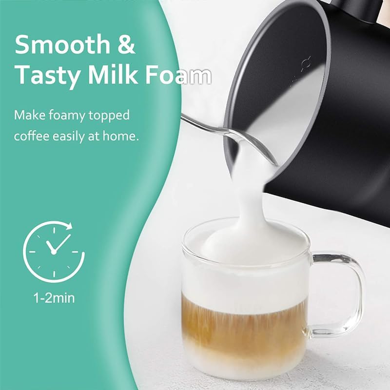 Electric Milk Frother, 4 in 1 Milk Steamer, 11.8oz/350ml Automatic Warm and Cold Foam Maker, Milk Warmer for Latte, Cappuccinos, Macchiato, Hot Chocolate, Coffee, Matte Black
