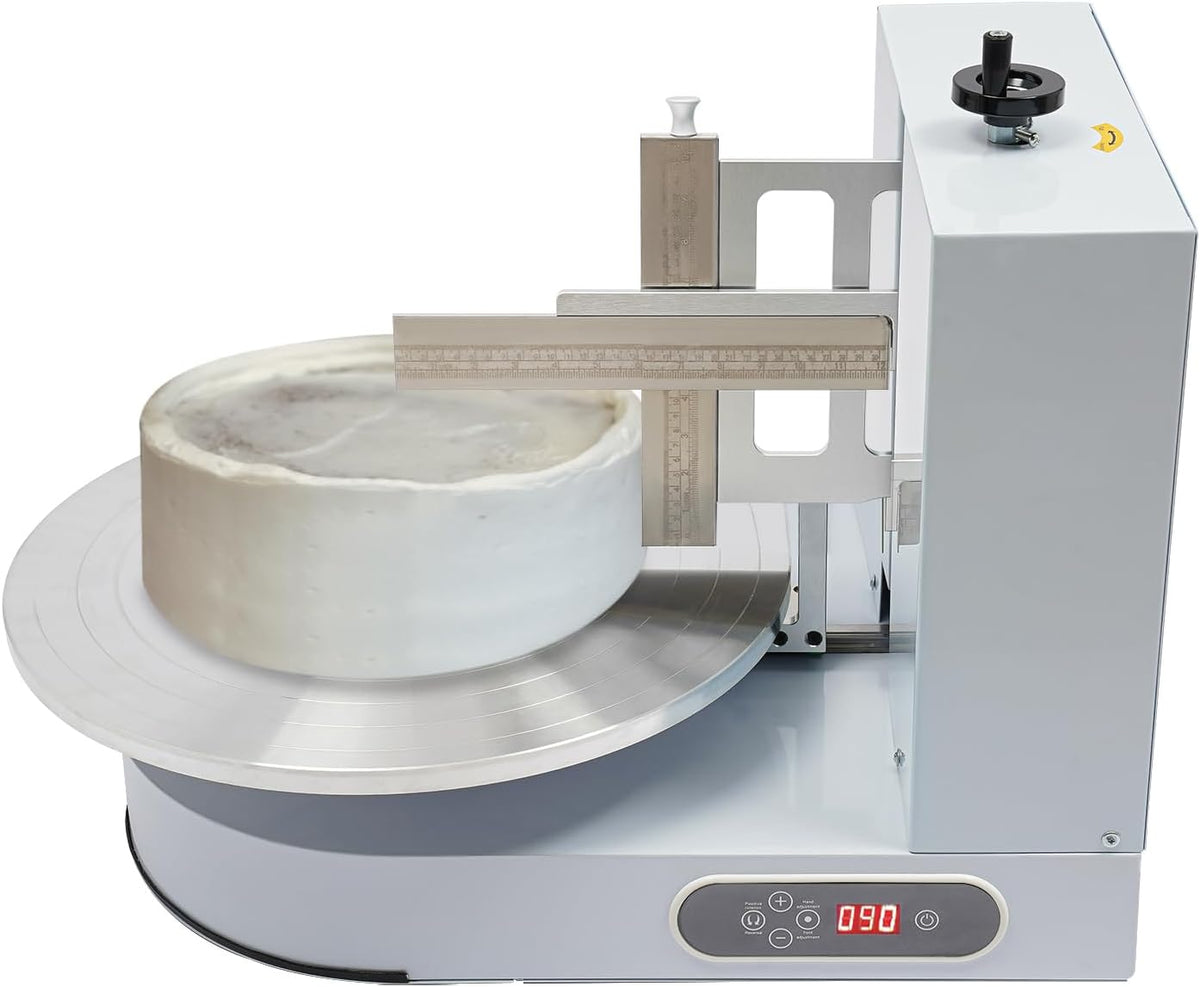 Automatic Cake Decorating Machine, Electronic Cream Coating Spreading Smooth Machine with Graduated Scraper 0-320RPM Rotating Speed,Cake Bread Spreader Machine for 4-16inch Cakes,White