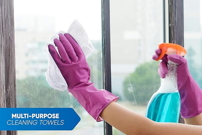 100% Cotton Terry Towels Cleaning Cloths Pack of 100 (12 x 12 Inches) White Cotton Terry Cloth Bar Rags White Bar Towels, Multipurpose High Absorbent Terry Towels for Cleaning Auto Detailing Painting