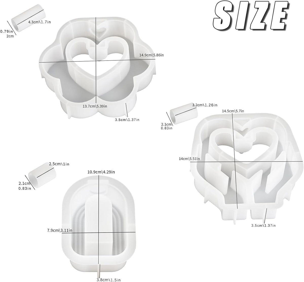 Heart Resin Vase Mold with Test Tube Culture Water Plant Silicone Molds for Crafts Epoxy Resin Casting Mold for DIY Flower Holder Home Office Decor Wedding (Style 1)