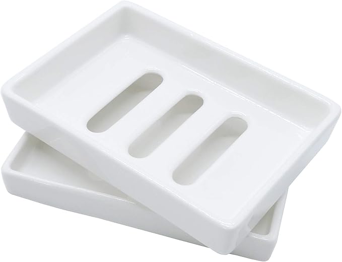 Ceramic Soap Dish Bar Soap Holder Double Layer Soap Tray Draining by Lofekea