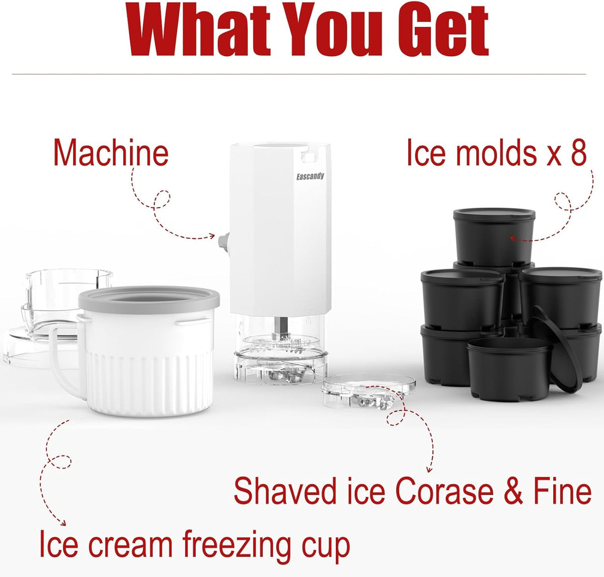 Shaved Ice Attachment and 1 Pack Ice Cream Maker Attachment Set Fit for KitchenAid Stand Mixer, BPA-Free, Compact Size Easy Store In The Freezer