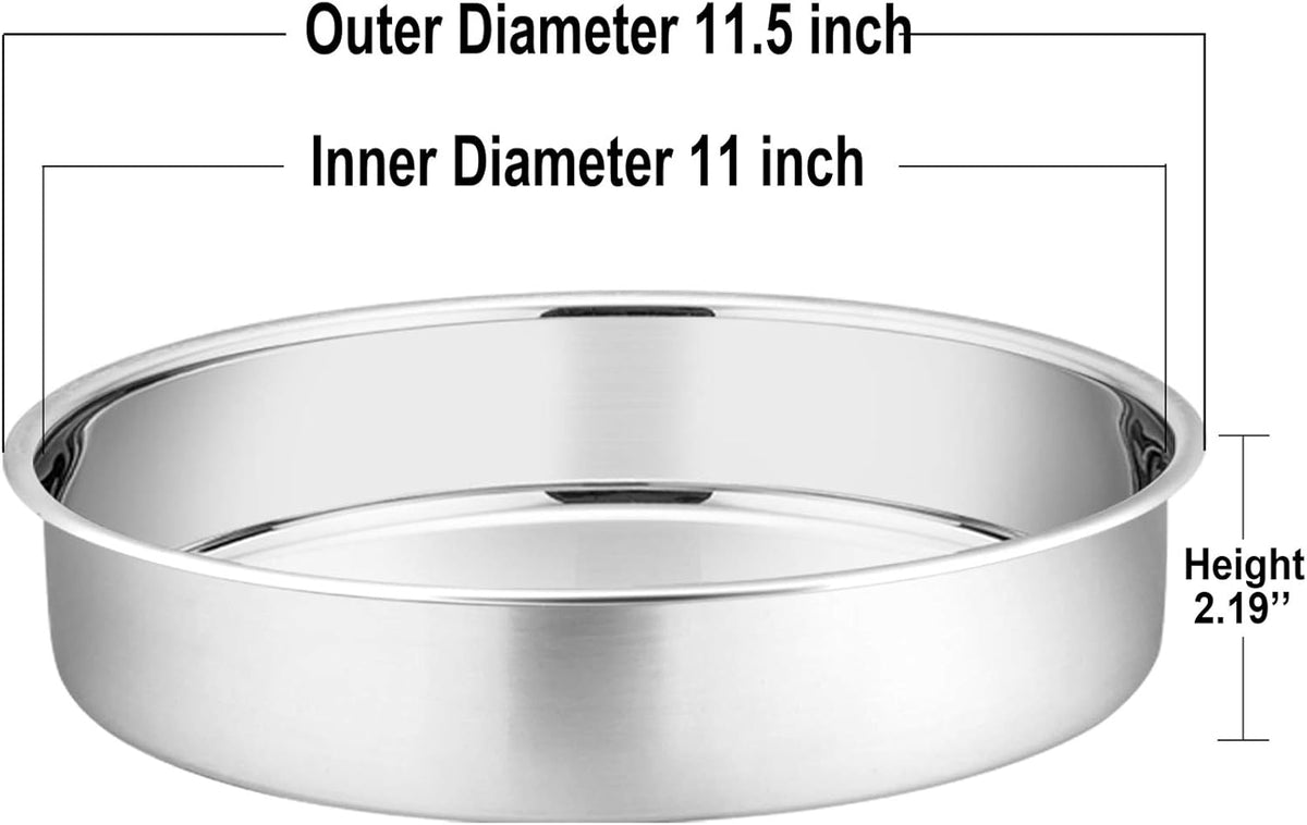 P&P CHEF 11 Inch Round Cake Pan Set of 3, Stainless Steel Round Baking Layer Pans Bakeware for Layer Birthday Cake, Fit Oven/Pots/Pressure Cooker, Leakproof & Dishwasher Safe, Silver