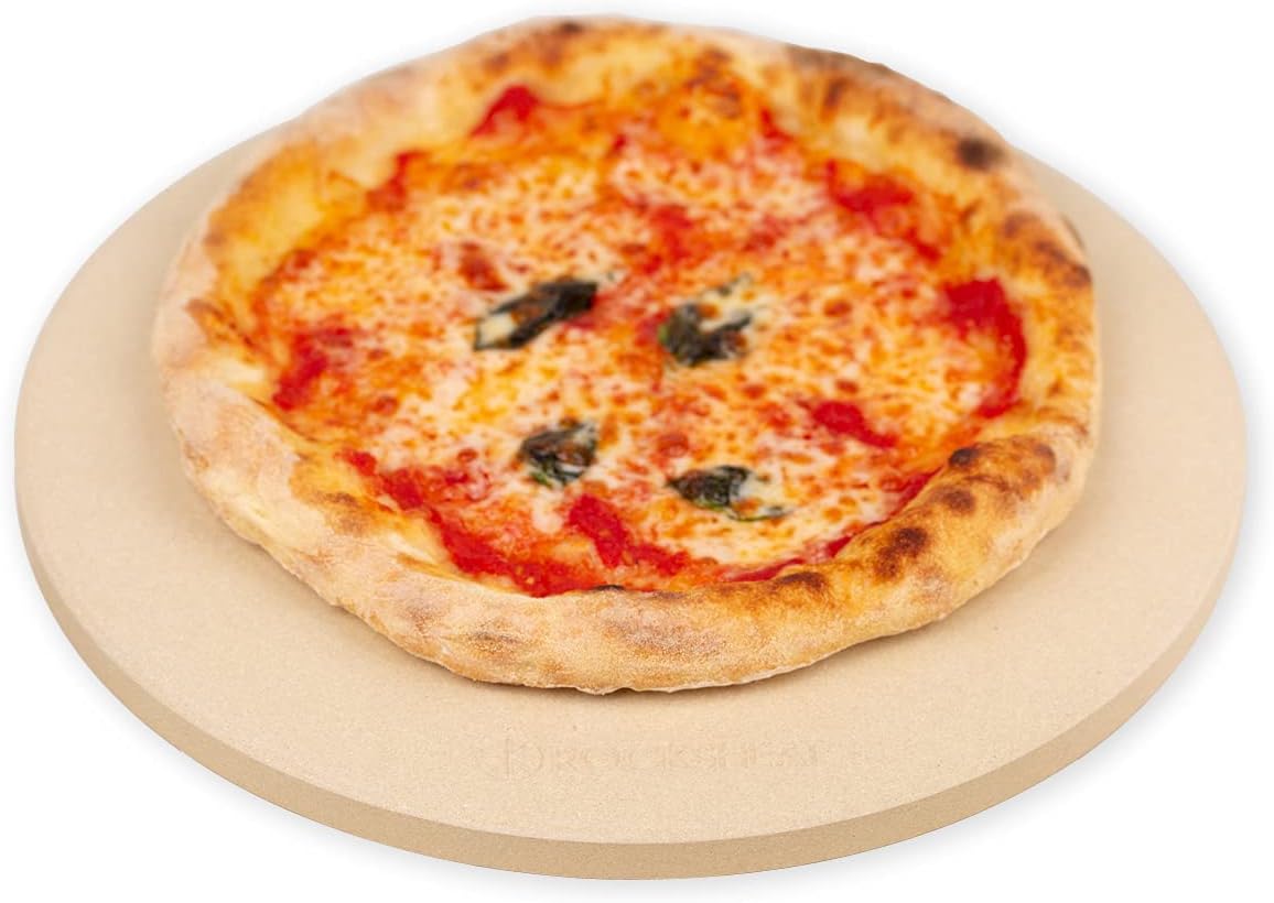 K ROCKSHEAT Pizza Stone Round, 12 Inch Cordierite Pizza Stone for Grill and Oven, 12" Durable Bread Baking Stone, Easy to Clean