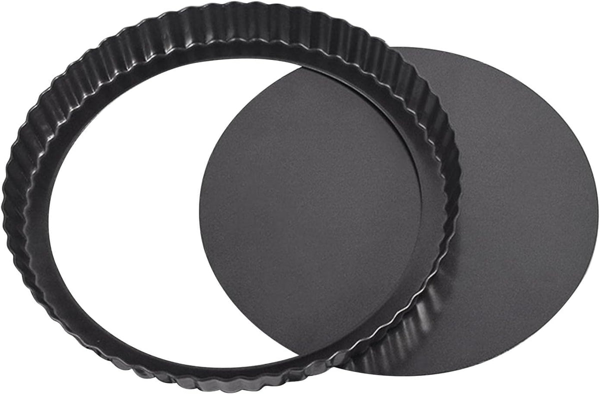 CALIDAKA Tart Pan Non-Stick Carbon Steel Quiche Pan Removable Bottom Pie Pans for baking Quiche Baking Dish(SIZE:8inch)