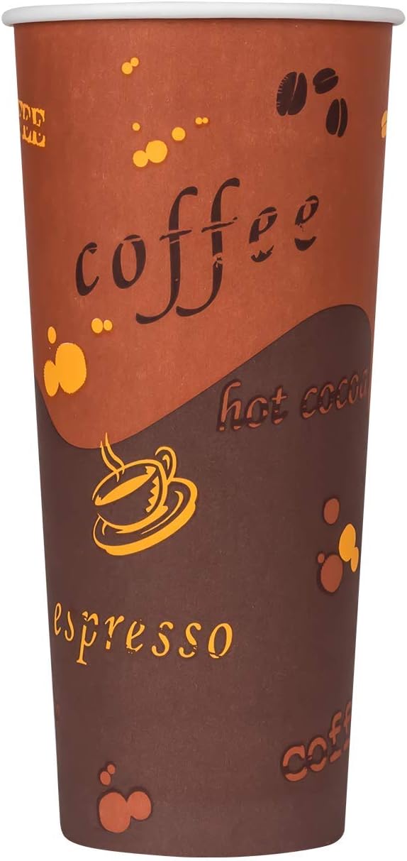 Karat 24 oz Paper Hot Coffee Cups [500 ct] Disposable, Leak-Resistant Double Poly-Lined Cups for Hot Beverages, 90mm (C-K524)