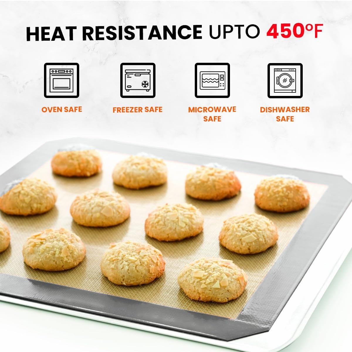 Silicone Baking Mat - 2 Pack Reusable Silicone Baking Sheet Liner for Oven - Half Sheet Nonstick Mat 16.5"x11.6" for Bread, Dough, Macaron, Cookie Cooking Liners for Kitchen Counter Bakery Supplies