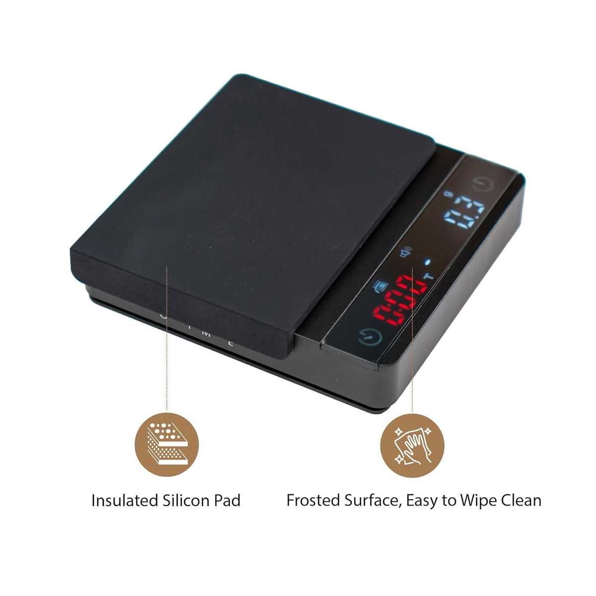 Nano Pro Coffee Scale with Timer, Espresso Scale with Auto Tare, Aluminum Body, Touch Sensor and Silicone Cover (Black)