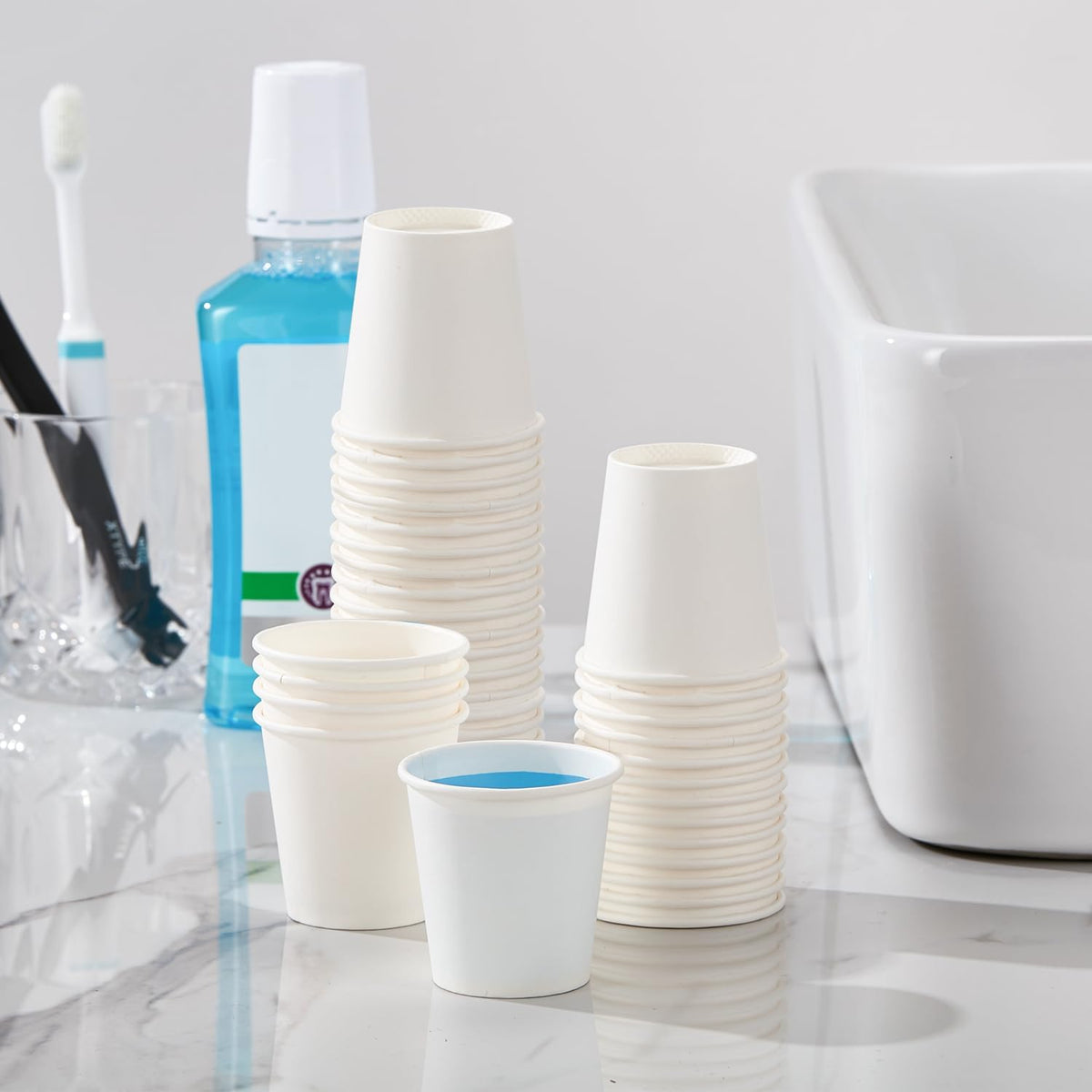 1200 Pack 3 oz Paper Cups, Small Disposable Bathroom Mouthwash Cups, Espresso Cups,Mini White Paper Cups 3 Ounce for Parties, Bathroom, Picnics, Travel and Events