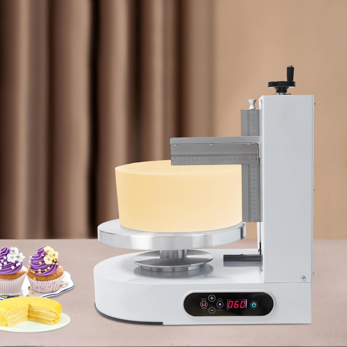 Cake Decorating Coating Machine Automatic Cake Cream Spreading Coating Filling Machine Birthday Cake Cream Smoother Bread Cream Spreading Machine Suitable for 4-12 In Round Cake (White)
