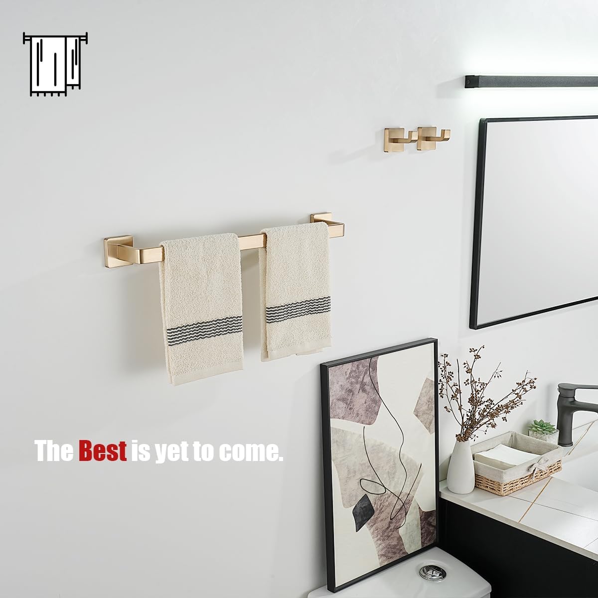 JQK Champagne Bronze Towel Bar, 18 Inch 304 Stainless Steel Thicken 0.8mm Towel Rack Bathroom, Towel Holder Wall Mount, Total Length 20.41 Inch, TB250L18-CB