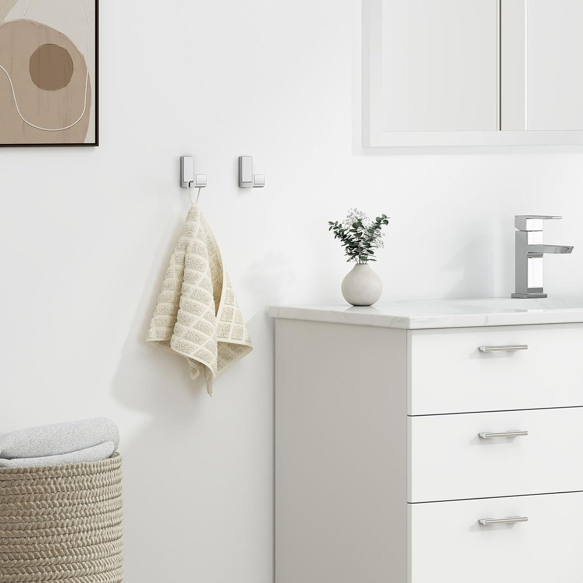 Angle Simple Towel Hooks, SUS 304 Stainless Steel Robe Coat Hooks for Bathroom Wall, Polished Chrome, 2 Pack