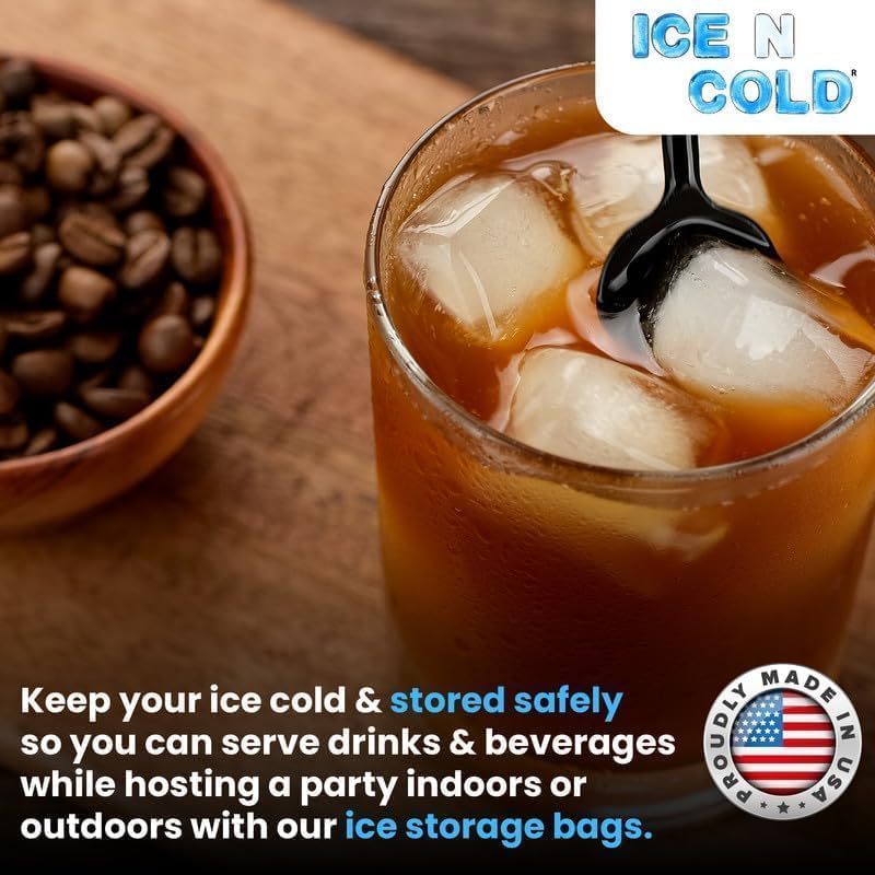 Ice Bags with Drawstring Closure | 10lb, 100ct/cs | 41 mic Thickness | Portable Storage and Freezer Keeper