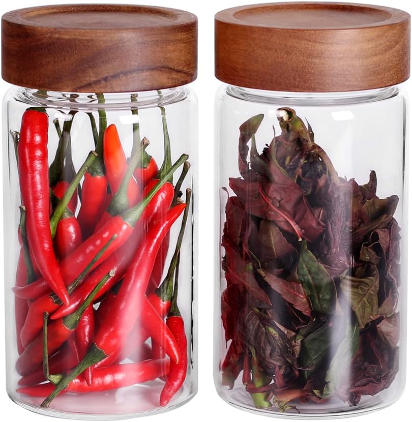 SAIOOL with Screw Cap (2-Units) kitchen jars, 580ML*2 Food Storage Canisters,Clear,Spice jars,Fermenting, Pickling, or DIY Decors and Projects, You Can even Use them for Freezing Desserts