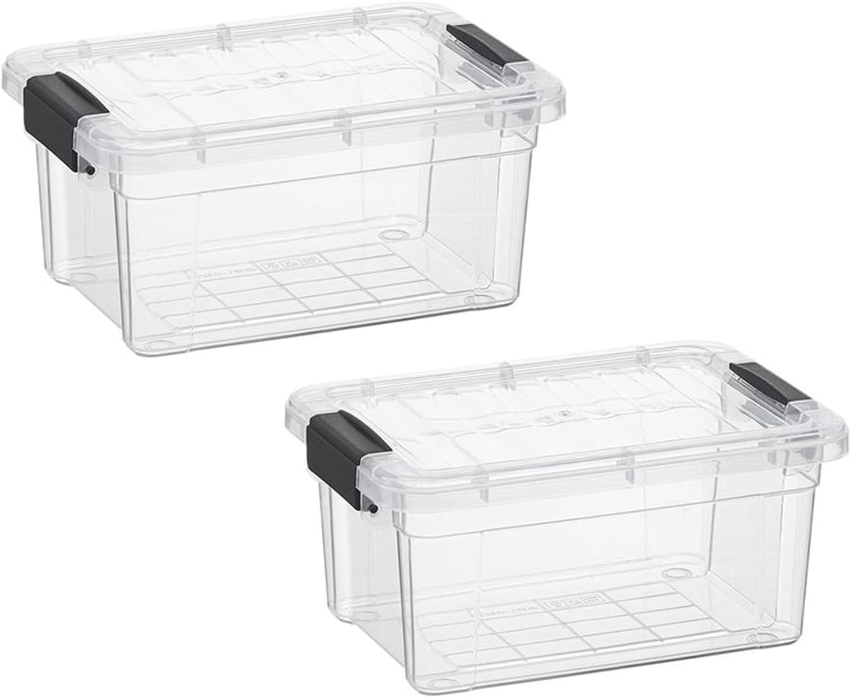 Superio Clear Storage Bins with Lids, Stackable Storage Box with Latches and Handles, Extra Small, 2 Pack 1.75 Quart