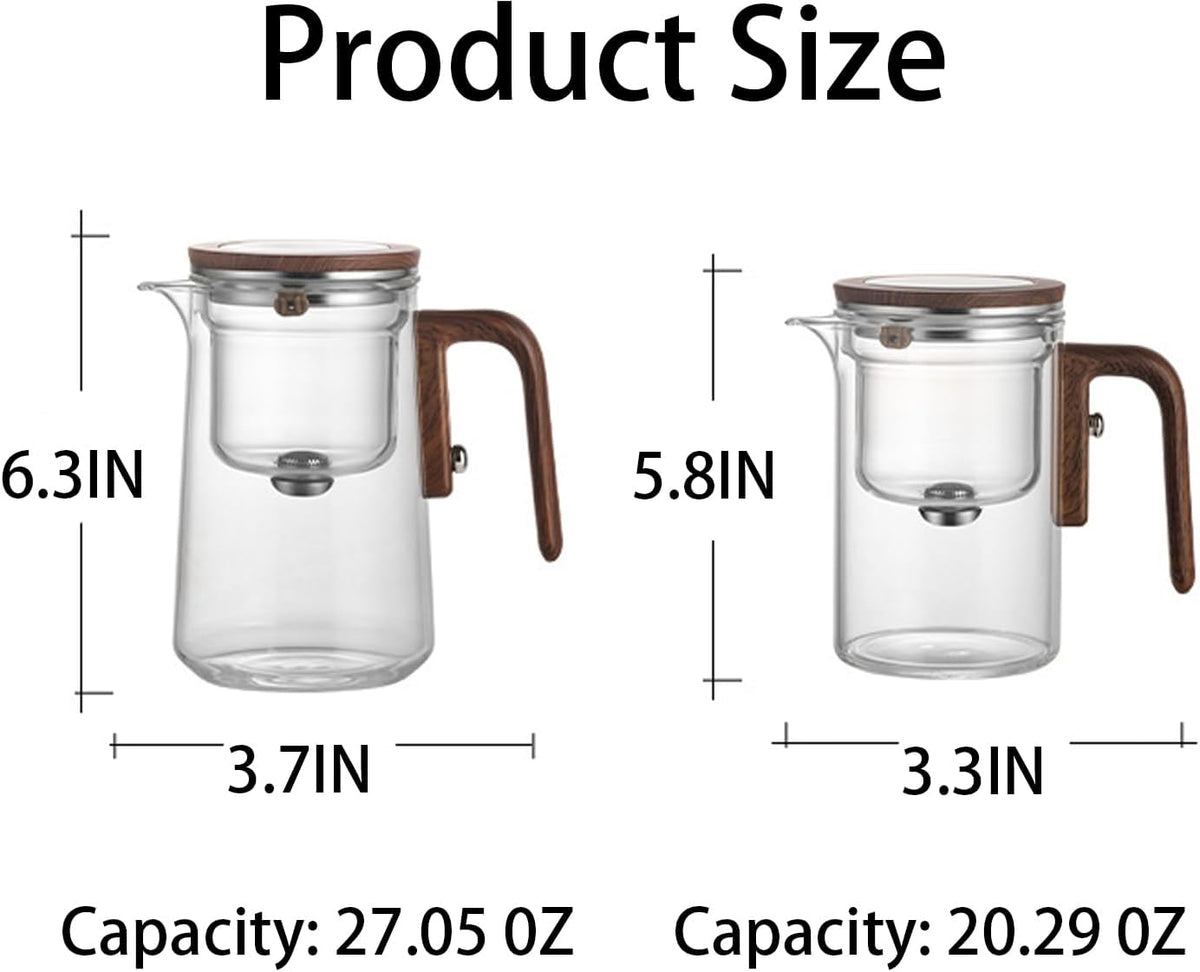 Enchanti Tea Pot, Witchcraft Magic Glass Teapot with Infuser Strainer and Lid for Loose Leaf Tea Herbal, Magnetic Water Separation Tea Maker Kettle Clear Enchantipot (800ml)