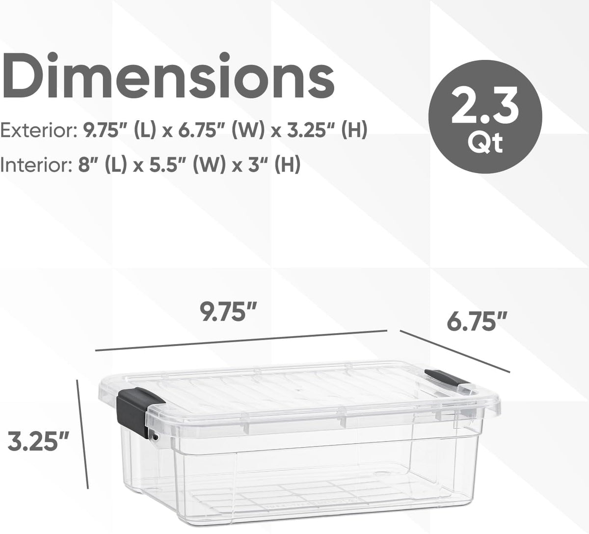 Superio Clear Storage Boxes with Lids, 2.5 Quart Plastic Container Bins for Organizing, Stackable Crates, BPA Free, Non Toxic, Odor Free, Organizers for Home, Office and Dorm, 4 Pack