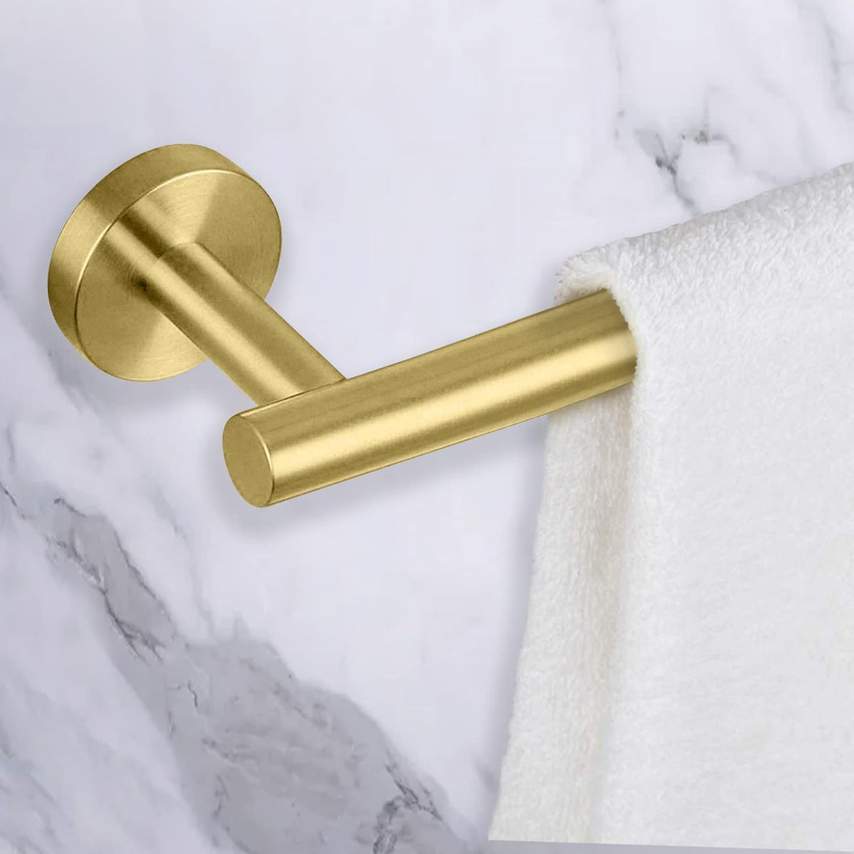 Cilee 2 Pieces Brushed Gold Bathroom Towel Bar, 24 Inch Double Towel Racks,Bathroom Towel Holder Towel Hanger for Bathroom Stainless Steel Wall Mount