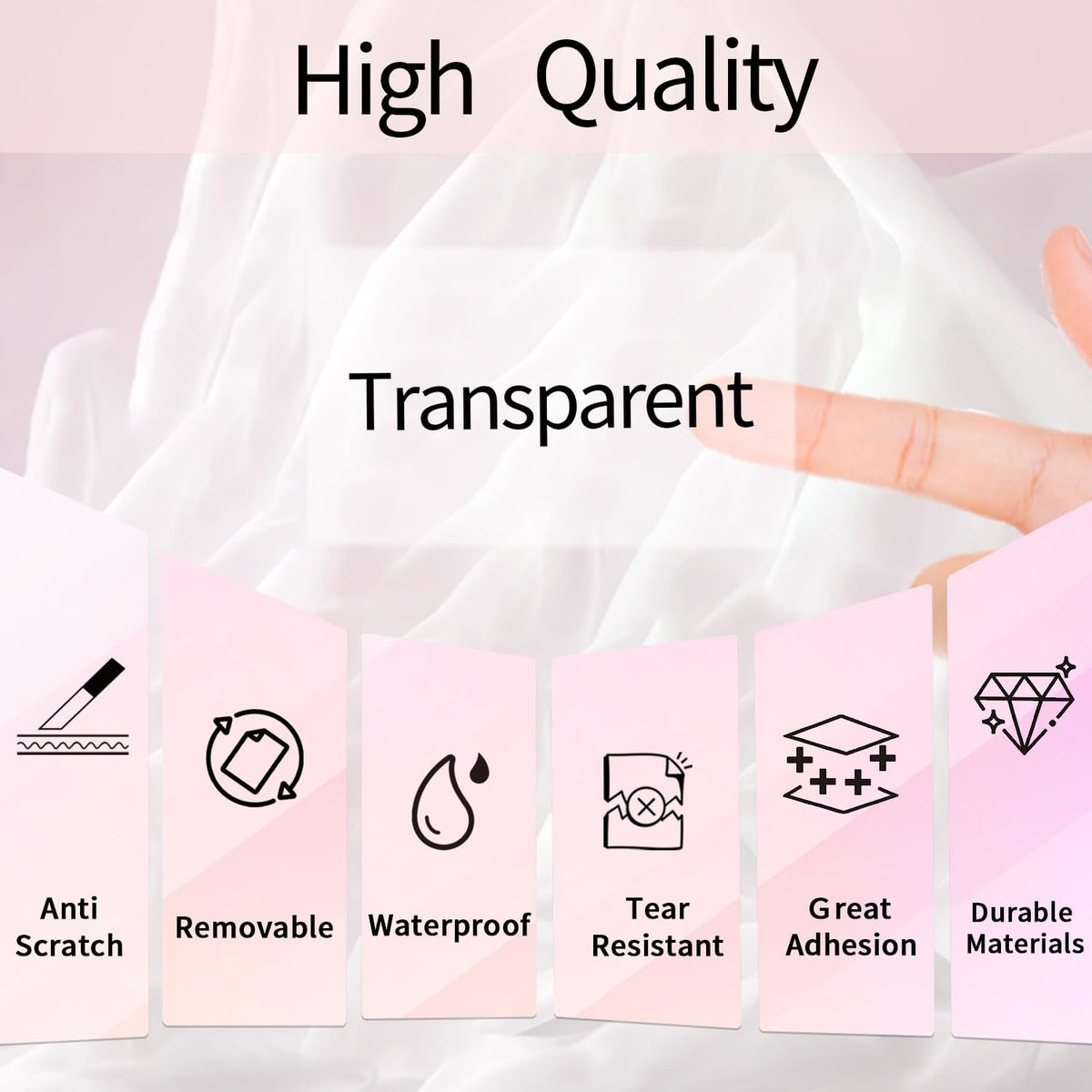 3x2 Inch Transparent Thermal Labels Stickers, Holographic Transparent Pink Direct Thermal Labels, Self-Adhesive Clear Waterproof Stickers for Logo Design- 200 Sheets