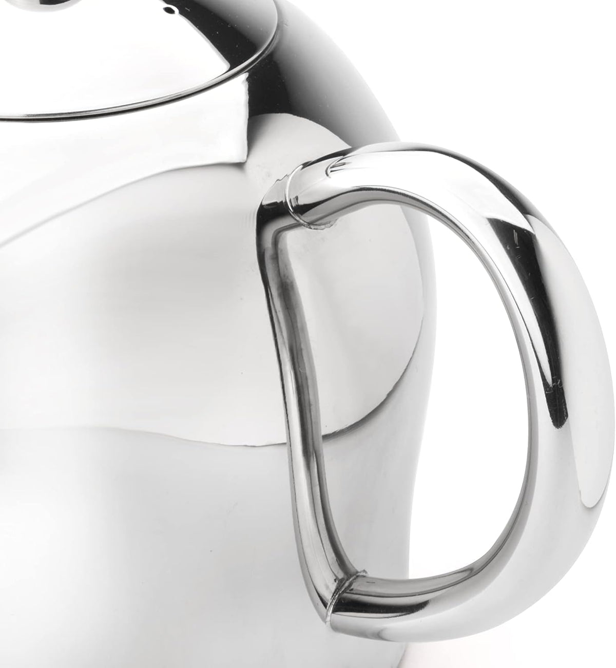 Santhee Double Walled Teapot, 1.0-Liter Stainless Steel Glossy Finish with Glossy Accents