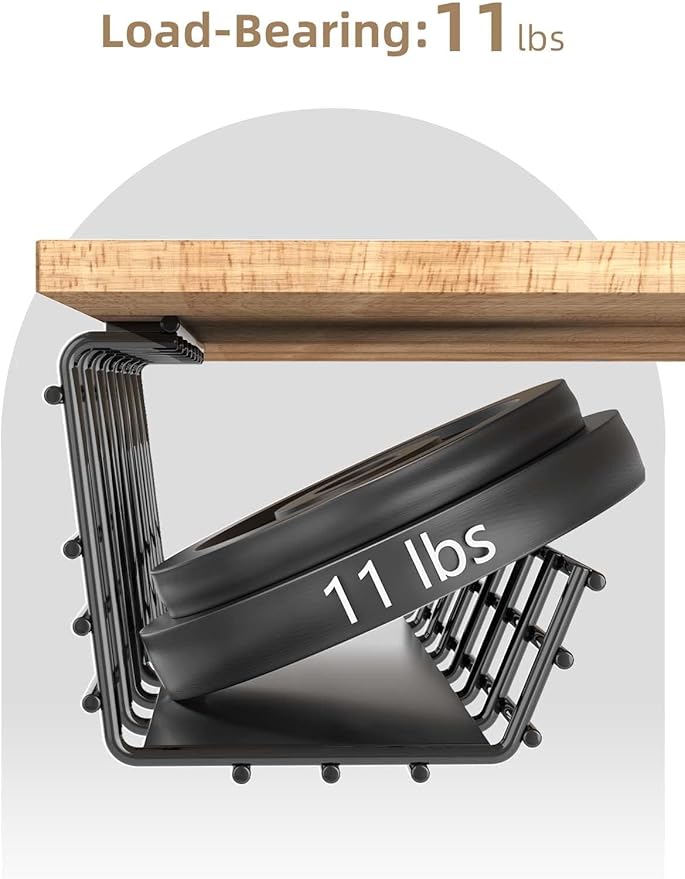 2 Pack DELAMU Under Desk Cable Management Tray, Large Metal Cord Organizer, Office & Home Cord Wire Management Under Desk Shelf, Easy Install Pre-drilled Cable Organizer, Black