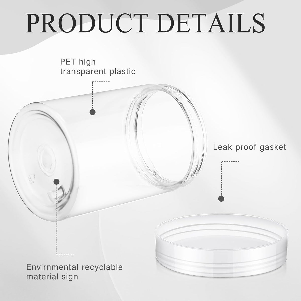 Patelai 4 Pieces Round Wide-mouth Leak Proof Plastic Container Jars with Lids for Travel Storage Makeup Beauty Products Face Creams Oils Salves Ointments DIY Making(10 Ounce,Clear)