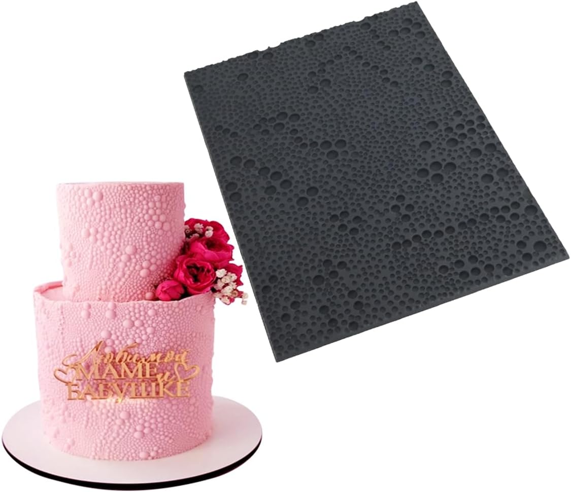 mostsom Silicone Fondant Lace Mold Cake Decorating Stencil with Pearl Pattern - Flexible Baking Mat for Cookies, Cupcakes, Chocolate - Reusable Pastry & Candy Making Tool (D_ Pearl)