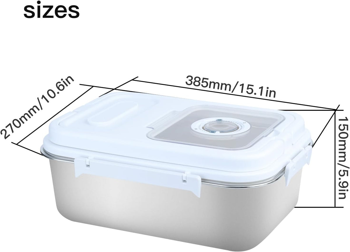 Saim Rice Storage Container Bin, 15lb Stainless Steel Food Storage Containers with Silicone Lid, Measuring Cup, Spoon, Rice Dispenser for Flour, Sugar,and Baking Supplies
