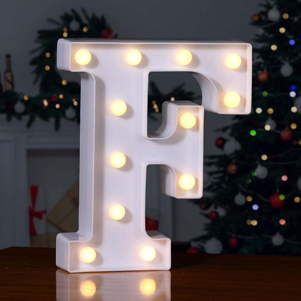 Foaky LED Letter Lights Sign Marquee Light Up Letters Sign for Night Light Wedding/Birthday Party Battery Powered Christmas Lamp Home Bar Decoration(F)