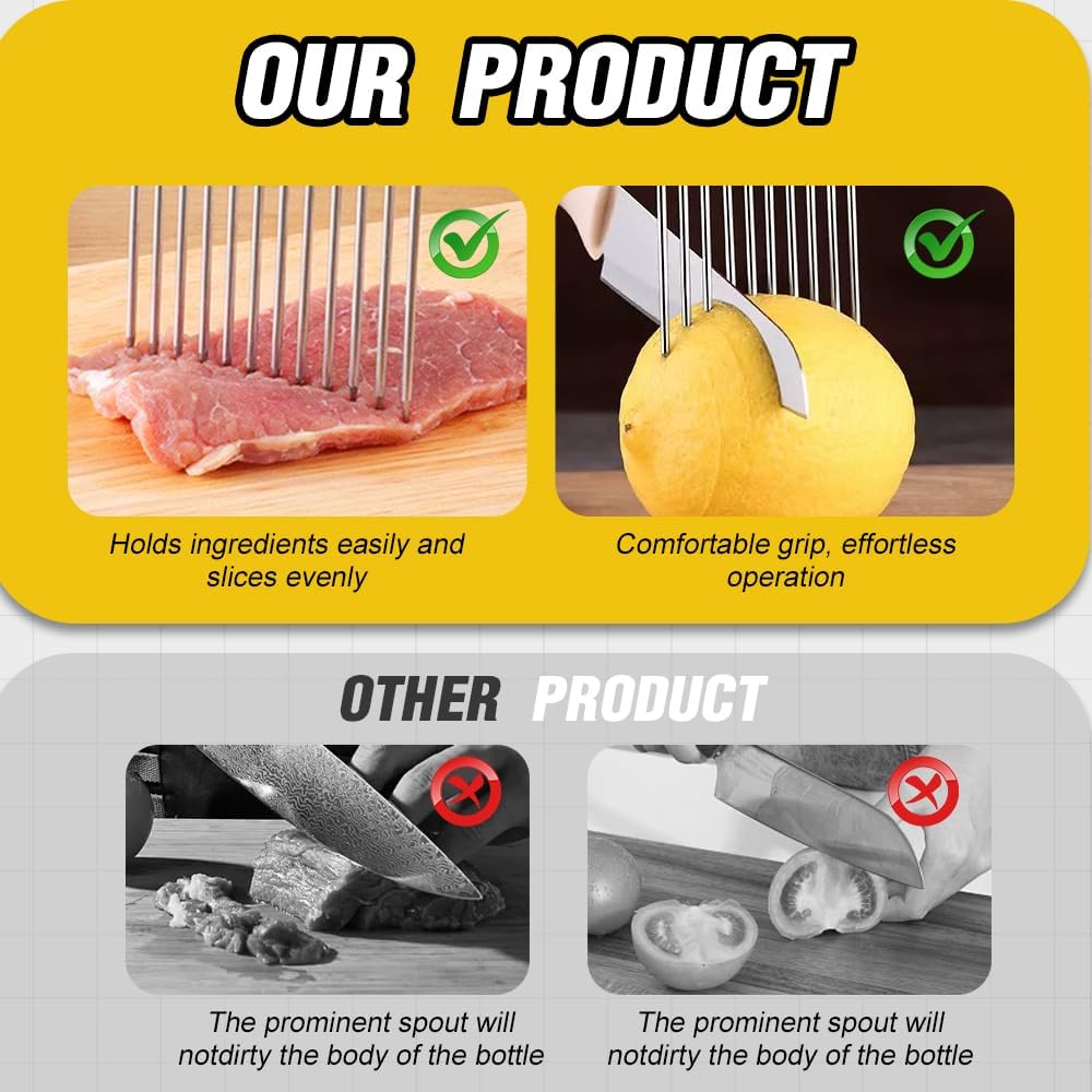 Onion Holder for Slicing, Stainless Steel Onion Slicing Rack, 2024 Upgraded Slicer, Lemon Slicer Vegetable Cutter, Home Kitchen Tools, Fruit, Lemon Slice Aids (Square-1pc)