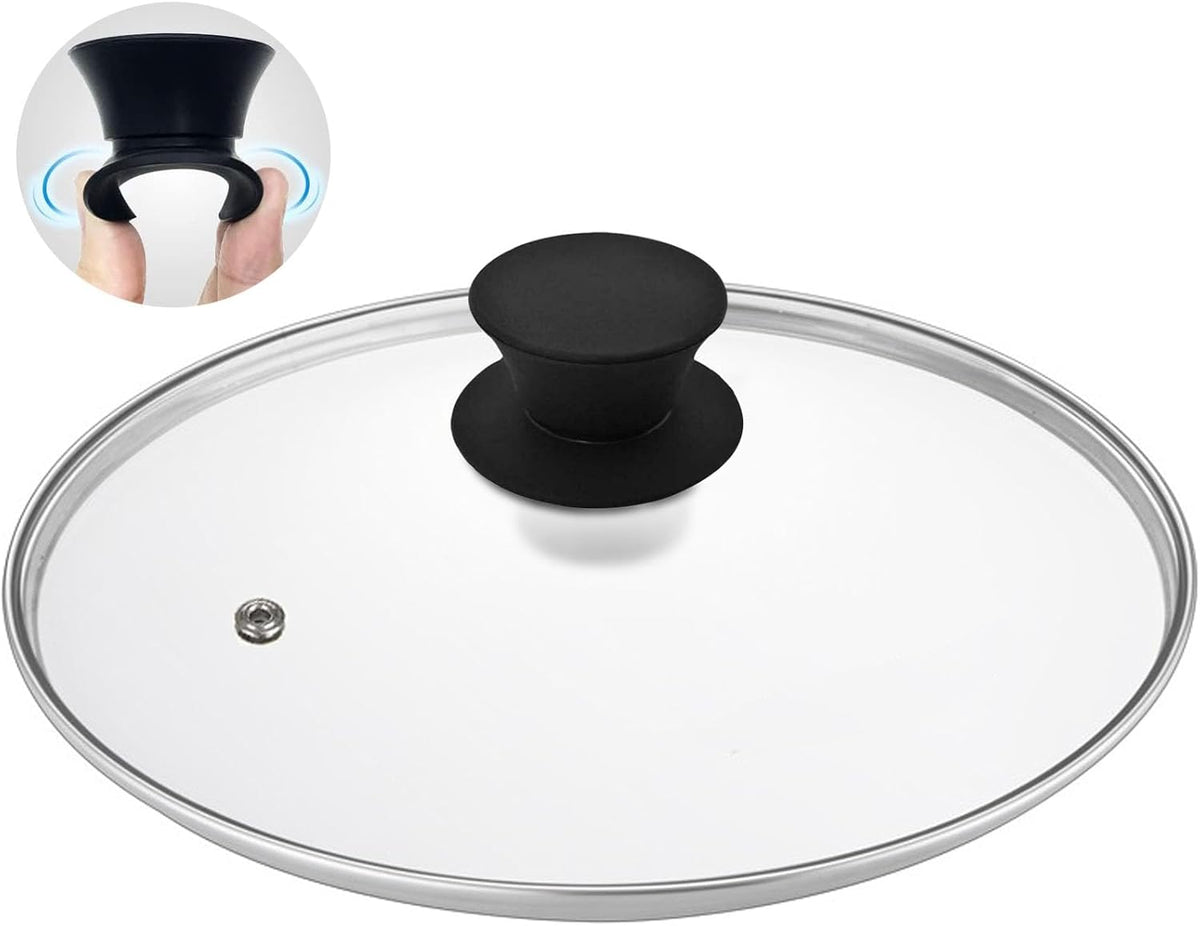 Glass Lid for Cast Iron Pan, Frying Pan, Skillet, Saute Pan, Tempered Glass Cover with Heat Resistant Handle (Stainless Steel Rim, 12.5"/32cm)