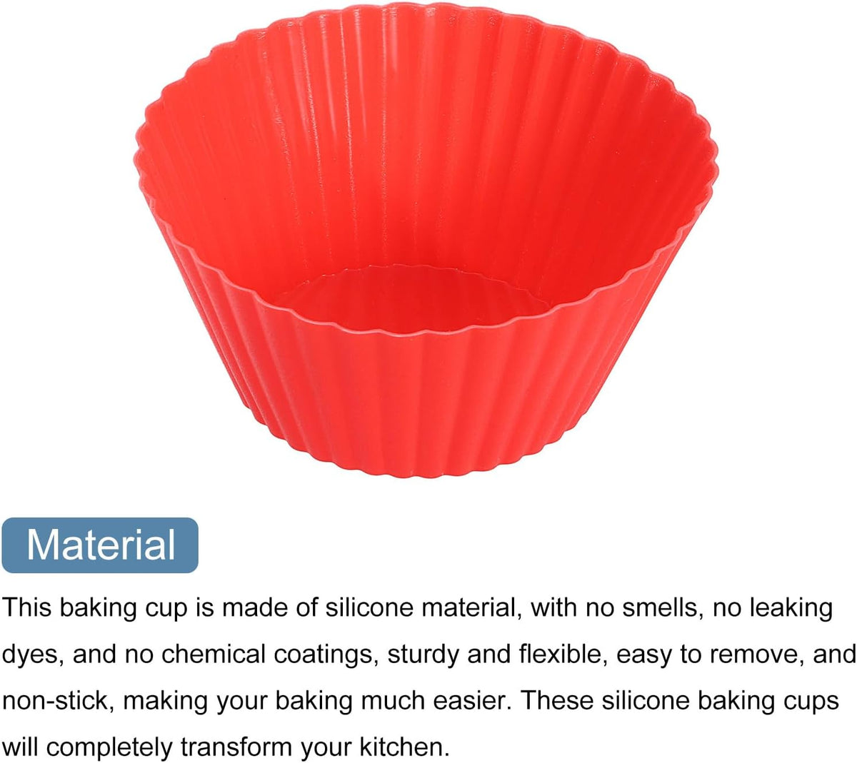 uxcell 45Pcs Silicone Cupcake Liners, Non-Stick Baking Cups, for Cooking Eggs, Baking Muffins and Make a Cake(Red)