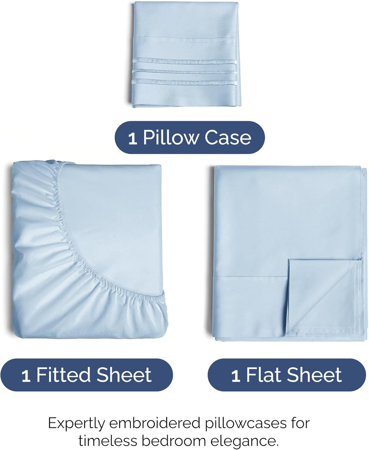 Twin XL Size 3 Piece Sheet Set - Comfy Breathable & Cooling Bed Sheets Set - Hotel Luxury Bedding for Women, Men, Kids, Teens, Boys & Girls - Deep Pockets, Soft and Wrinkle Free - Oeko-Tex - Sky Blue