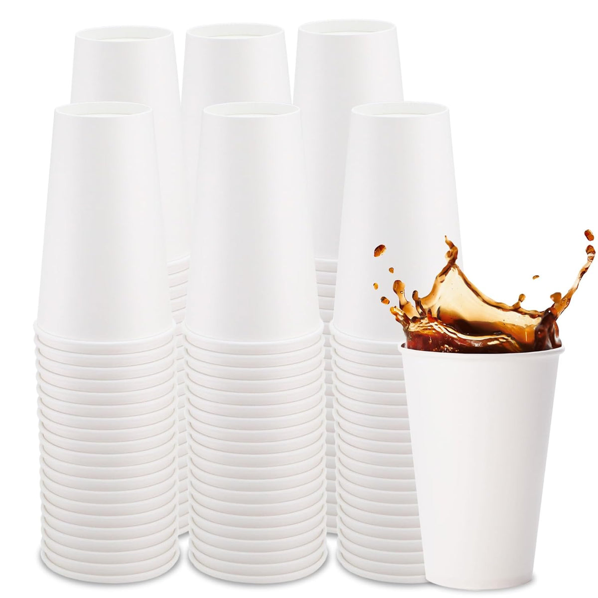 Freshware Coffee Cups 20 oz [100 Pack] Disposable Paper Cups for Hot or Iced Coffee Cup, Slushie Cup, Milkshakes, Smoothies, and Tea