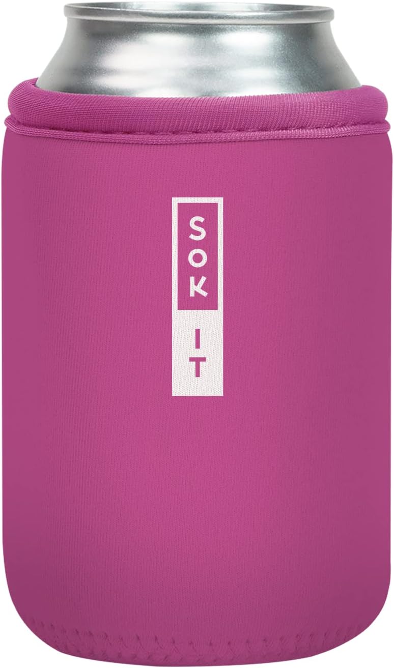 Sok It CanSok Sleeve for Beer & Soda Insulated Neoprene Cover (Bright Pink, 12oz Can Sleeve)