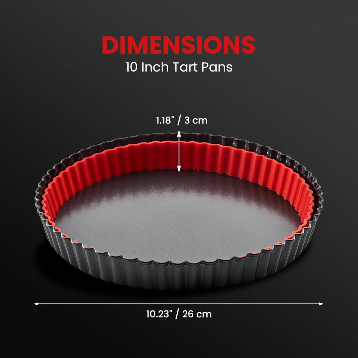 Tart Pan with Removable Bottom,10 Inch Tart and Quiche Pan,Non-stick Round Carbon Steel Deep Fluted Pie Pan with Crust Shaper Ring - Quiche Baking Dish Tart Pans For Baking Party Festival