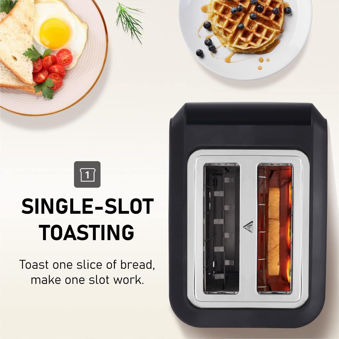 Touchscreen Toaster 2 Slice, KETIAN Bagel English Muffins Toast Pastry Waffles Grain Sweet Bread Toaster, Extra Wide Slots Single Slot Toasting Automatic Lifting, 1400w (Black)