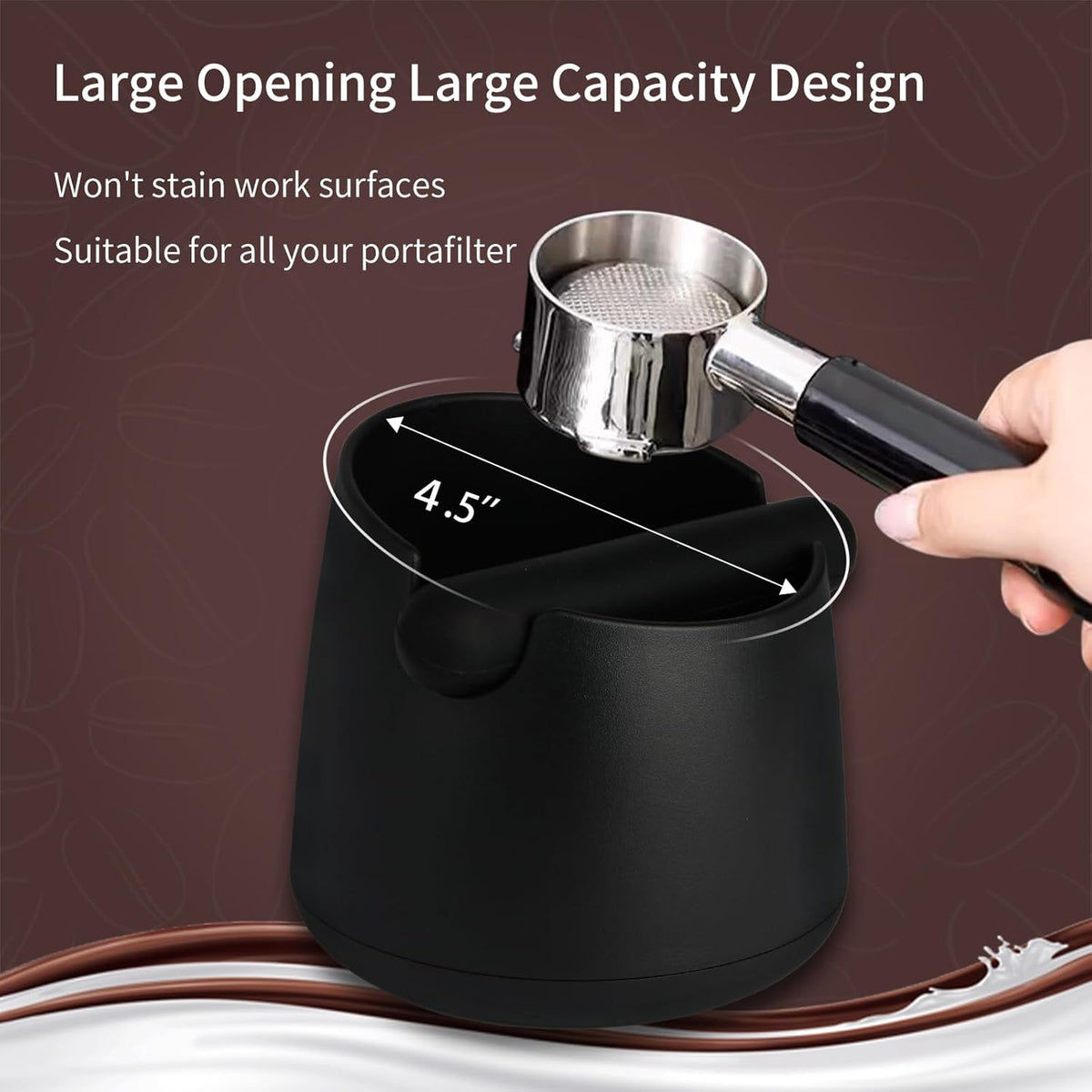 Knock Box Large Capacity Design Espresso Knock Box Shock-absorbent Knock Box Espresso with Removable Knock Bar and Non-Slip Base Espresso Accessories for Home/Office